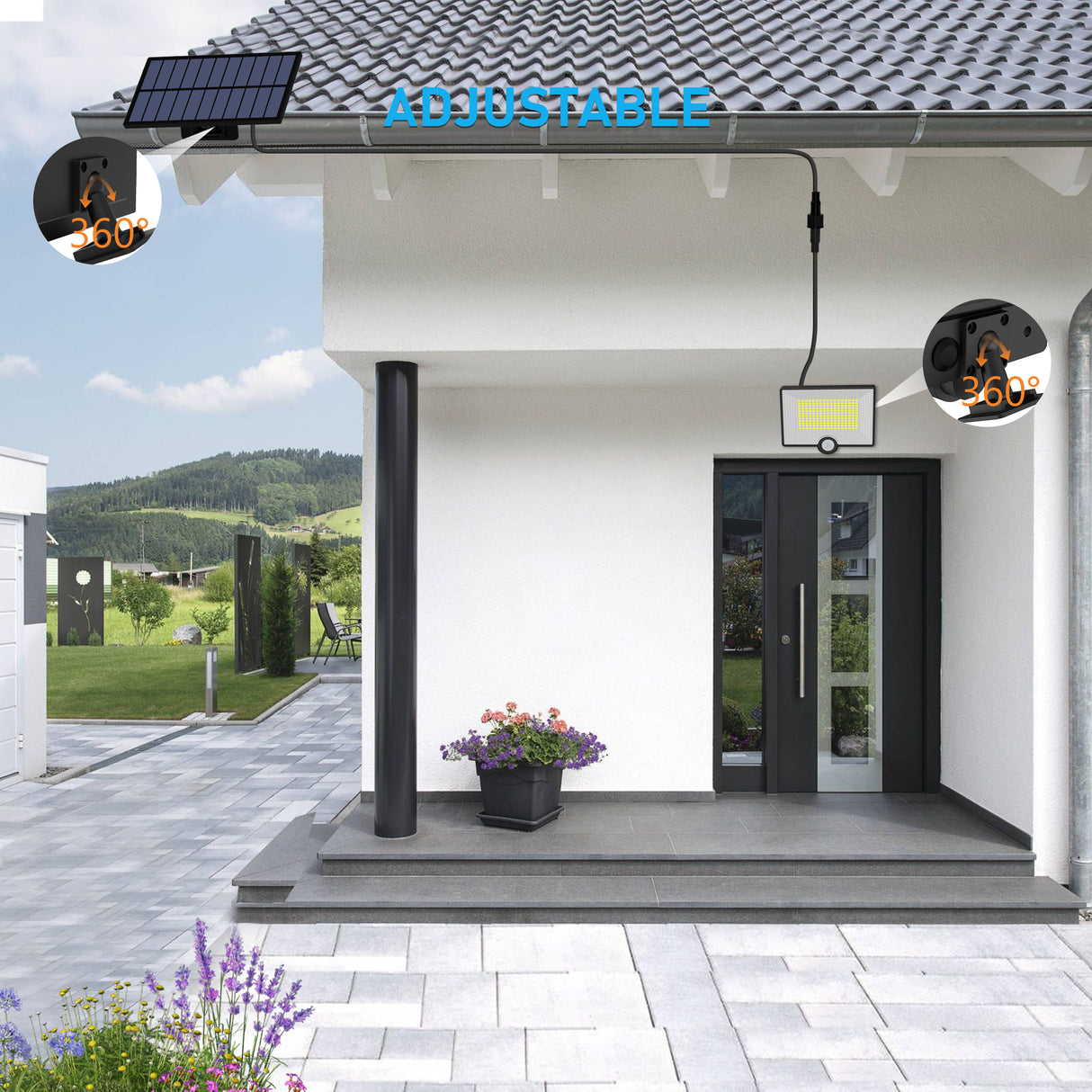 Proiector LED Solar 40W cu Senzor de Miscare si IP65 ClassLights, 204 Led-uri