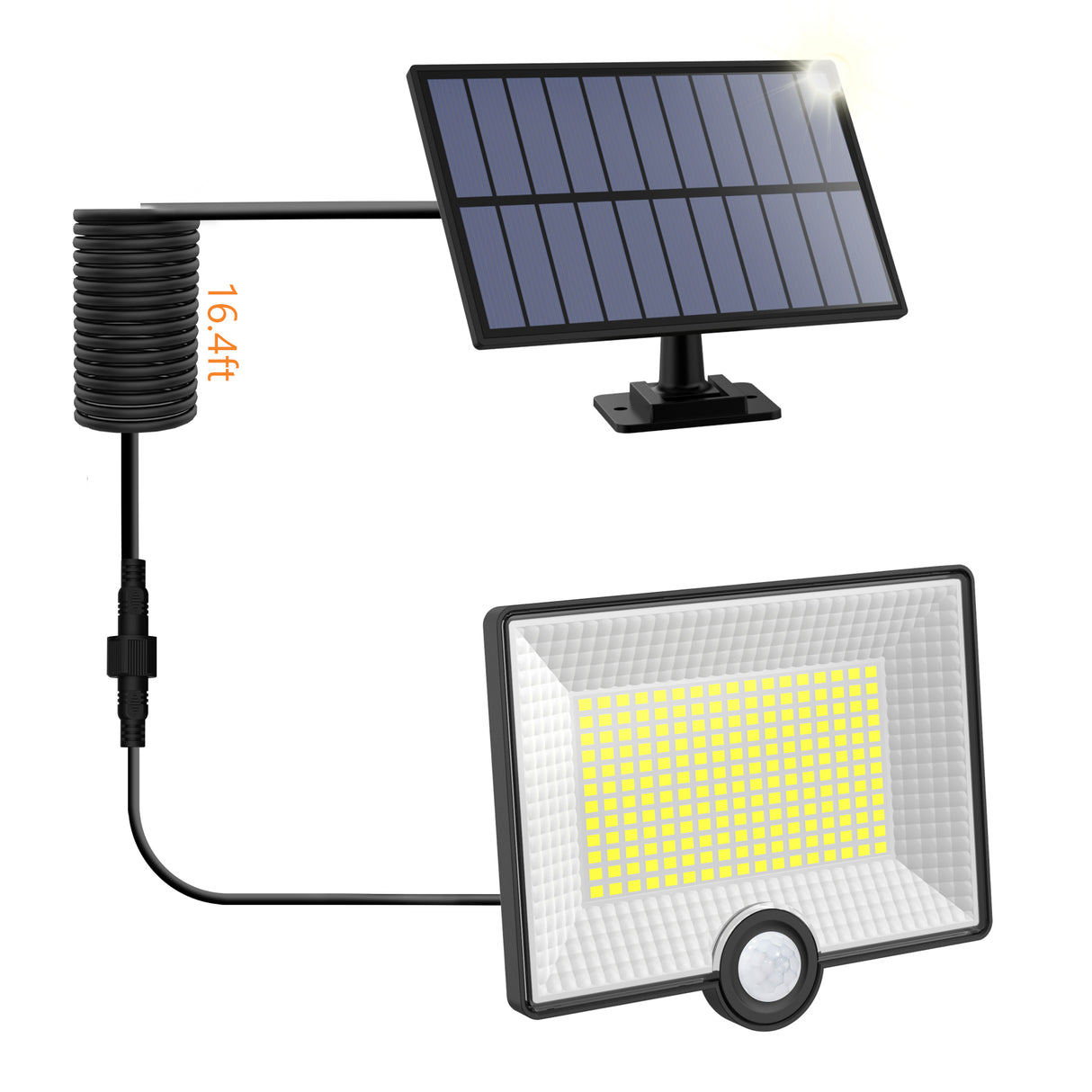 Proiector LED Solar 40W cu Senzor de Miscare si IP65 ClassLights, 204 Led-uri