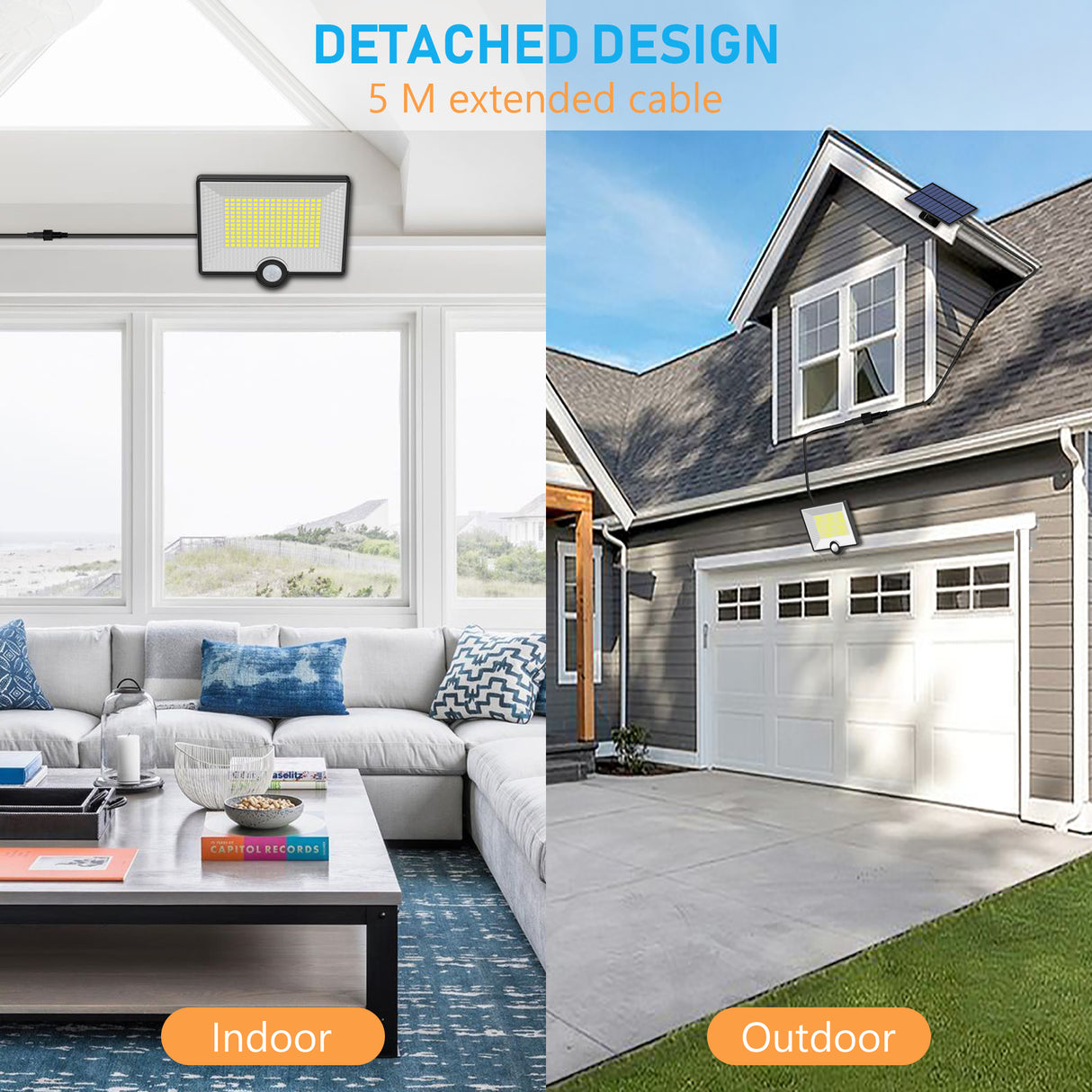 Proiector LED Solar 40W cu Senzor de Miscare si IP65 ClassLights, 204 Led-uri