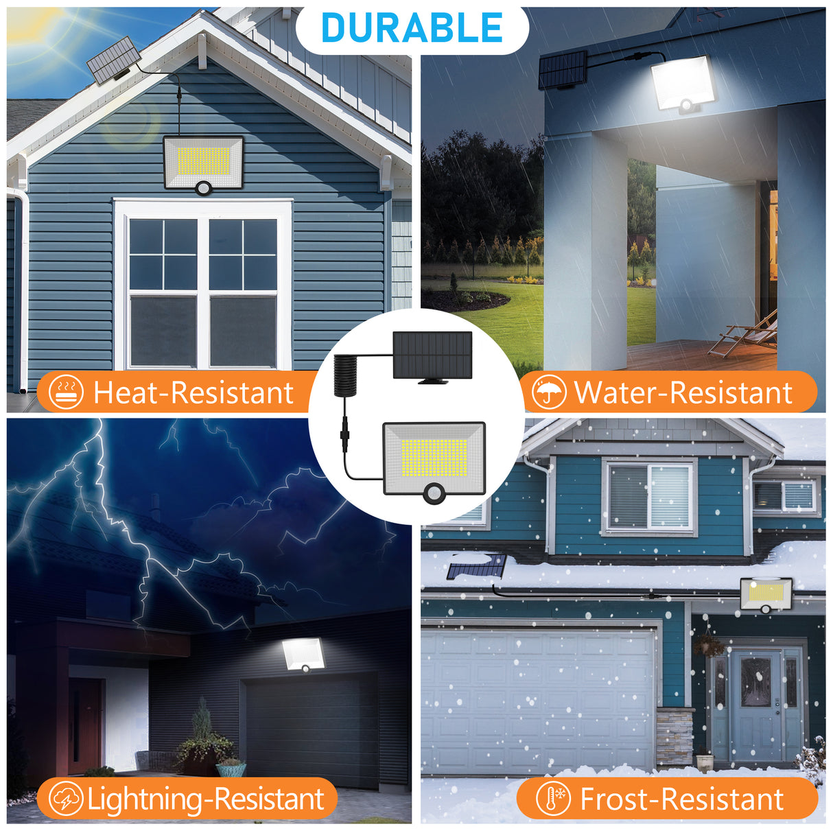 Proiector LED Solar 40W cu Senzor de Miscare si IP65 ClassLights, 204 Led-uri