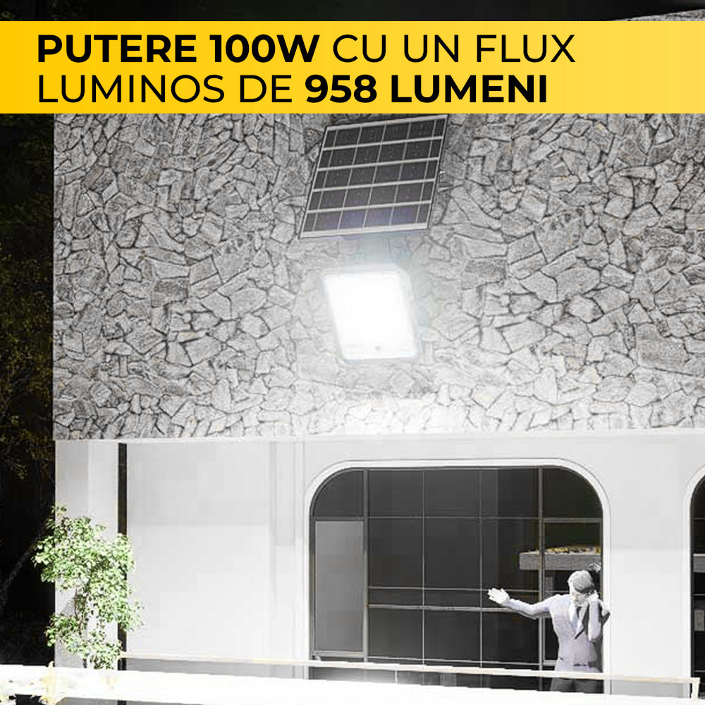 Proiector LED cu Cameră Video Integrată, 100W, Alimentare Solară, 1440P, Wi-Fi, 18.000 mAh, ClassLights