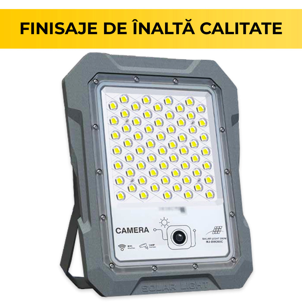 Proiector LED cu Cameră Video Integrată, 200W, Alimentare Solară, 1440P, Wi-Fi, 30.000 mAh, ClassLights