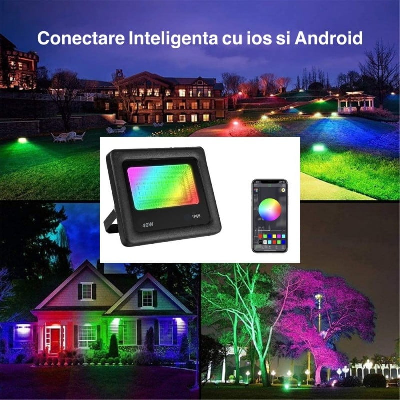 Proiector RGBW LED 40W, Android, iOS, Bluetooth