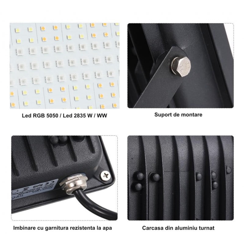 Proiector Smart RGBCW 100W cu Bluetooth și Telecomanda