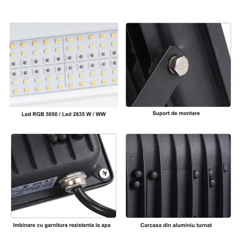 Proiector Smart RGBCW 60W cu Bluetooth și Telecomanda