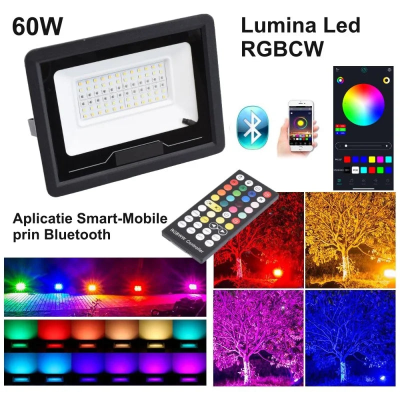 Proiector Smart RGBCW 60W Bluetooth si Telecomanda