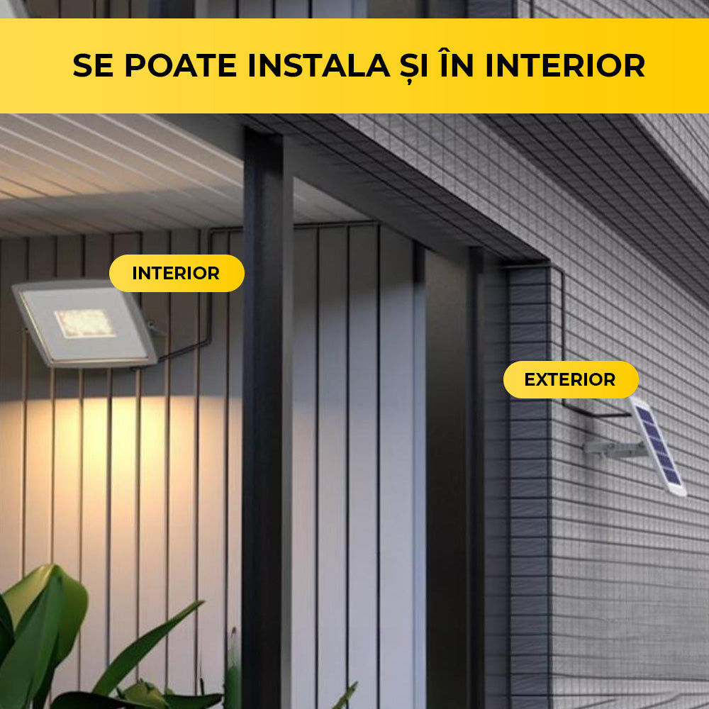 Proiector Solar LED, 100W, Panou Solar Policristalin, Interior/Exterior, Acumulator 10.000 mAh, ClassLights