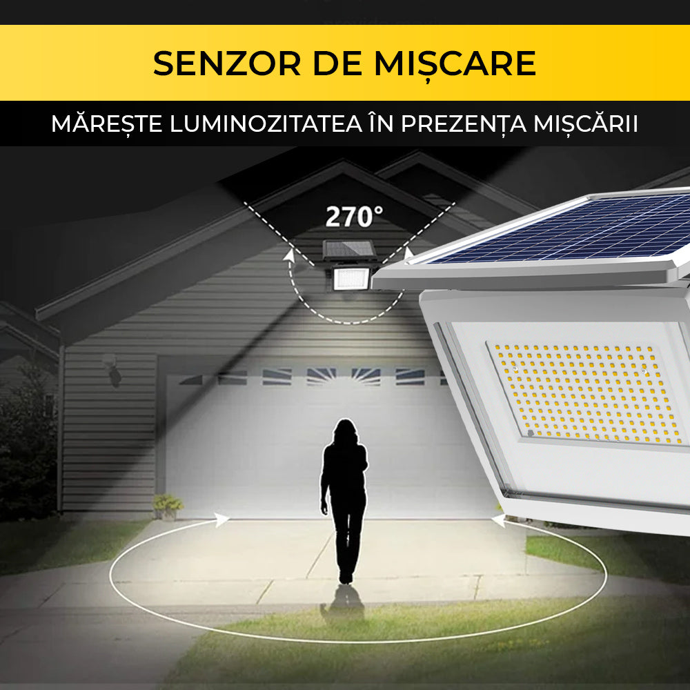 Proiector Solar LED, 100W, Panou Solar Policristalin, Interior/Exterior, Acumulator 10.000 mAh, ClassLights