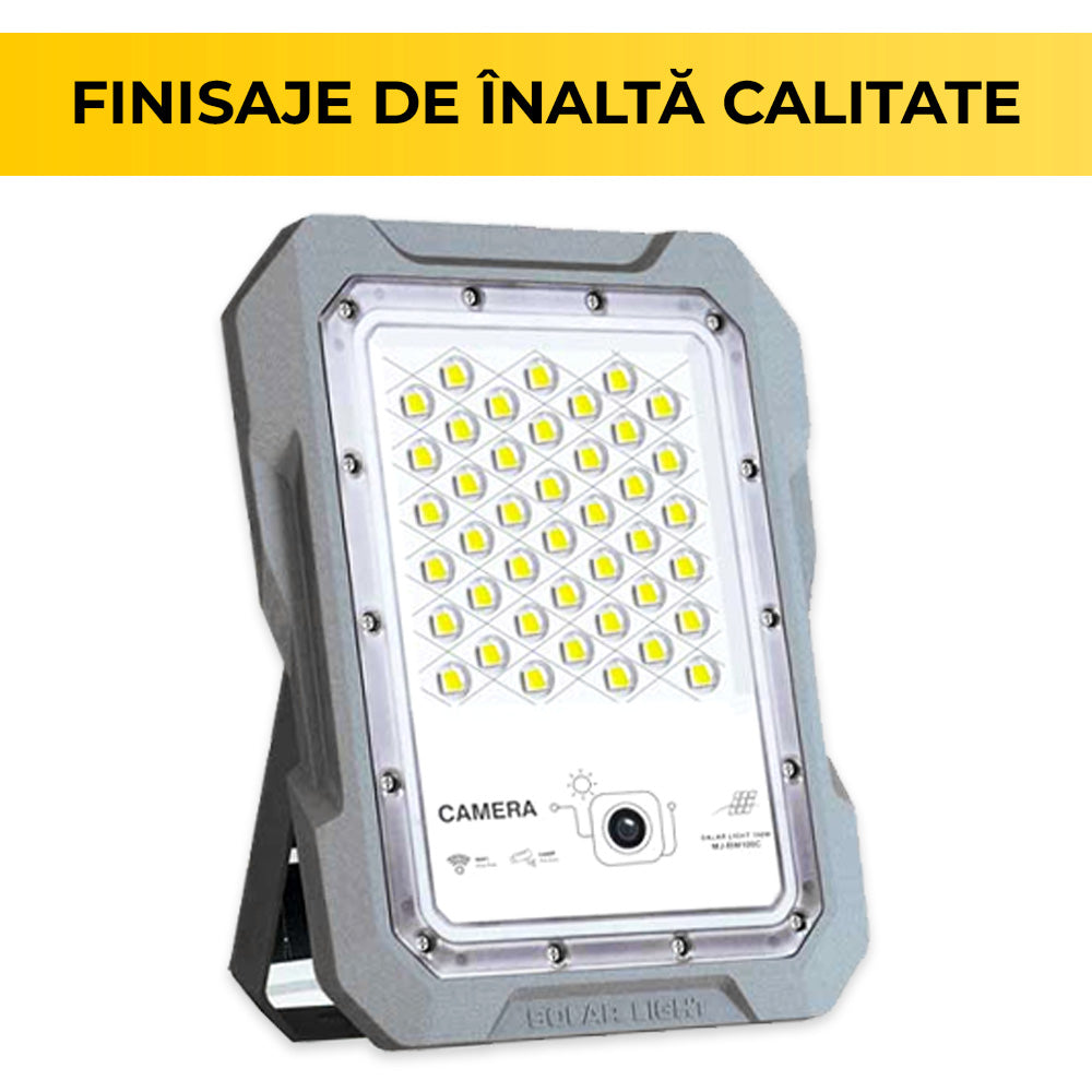 Proiector LED cu Cameră Video Integrată, 100W, Alimentare Solară, 1440P, Wi-Fi, 18.000 mAh, ClassLights