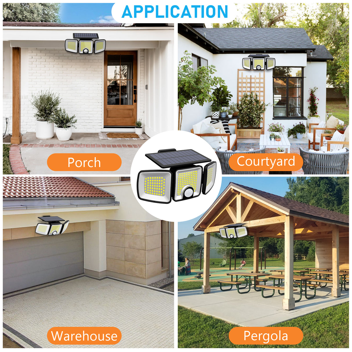 Proiector Solar LED 45W cu 3 Capete Reglabile si Senzor de Miscare ClassLights, 223 Led-uri