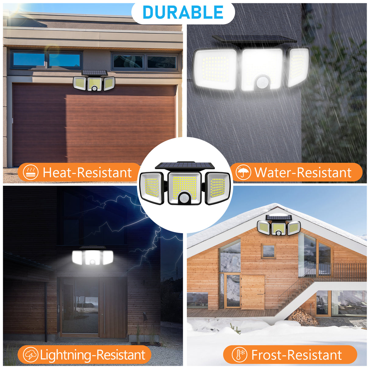 Proiector Solar LED 45W cu 3 Capete Reglabile si Senzor de Miscare ClassLights, 223 Led-uri