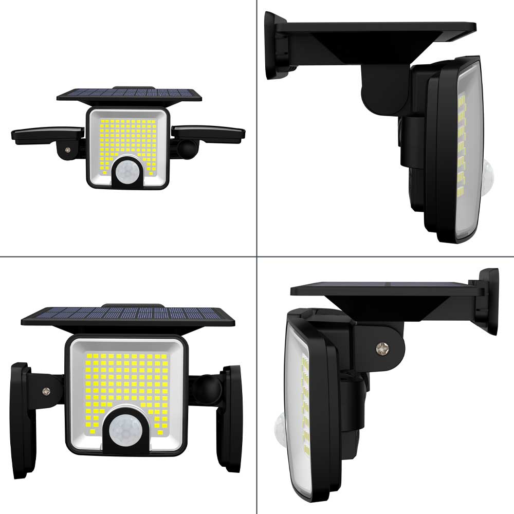 Proiector Solar LED 45W cu 3 Capete Reglabile si Senzor de Miscare ClassLights, 223 Led-uri