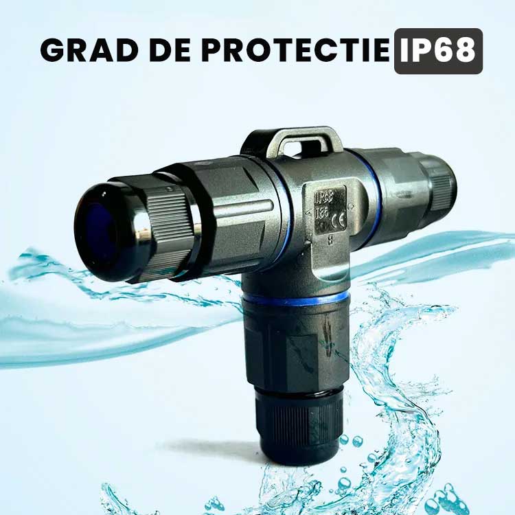 Conector Electric Impermeabil IP68 pentru 3 Cabluri - 2 poli, ElectroAZ