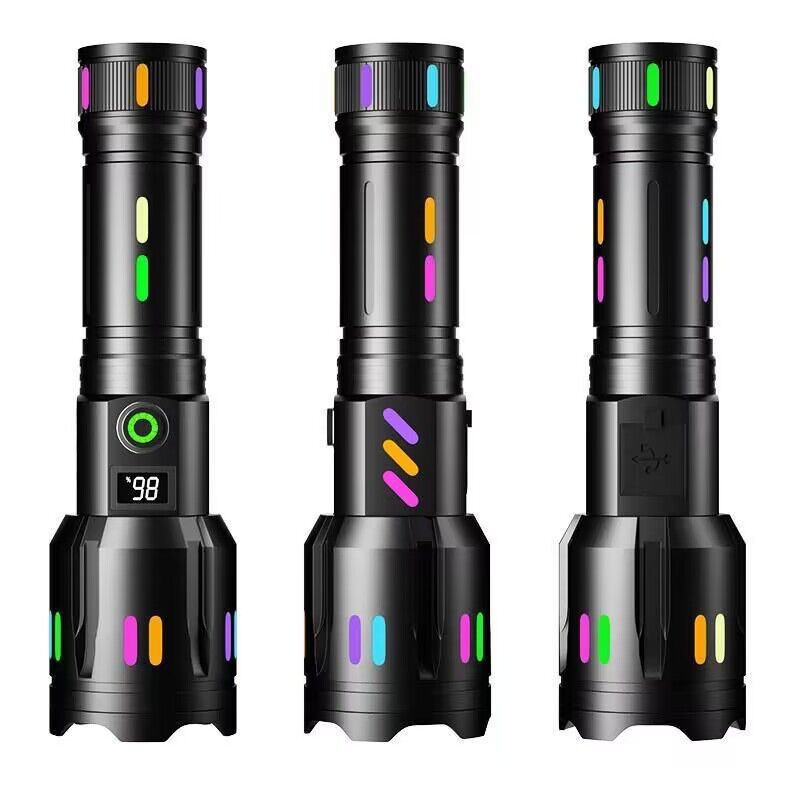 Lanterna LED P50, 2000 Lumeni, Reincarcabila USB-C, Zoom Telescopic, Corp Aluminiu si Afisaj Digital Inteligent