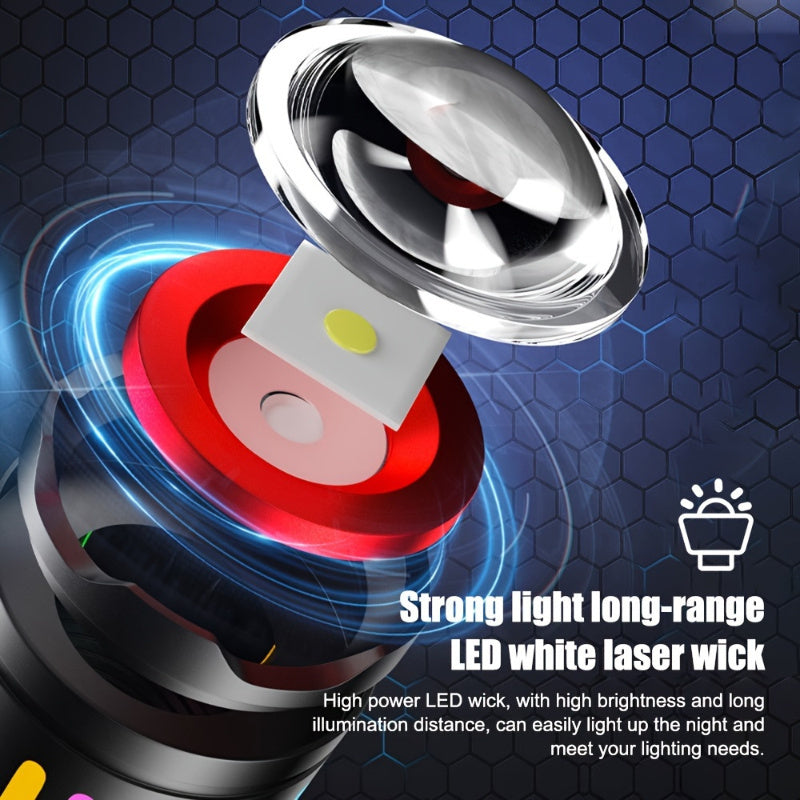 Lanterna LED P50, 2000 Lumeni, Reincarcabila USB-C, Zoom Telescopic, Corp Aluminiu si Afisaj Digital Inteligent