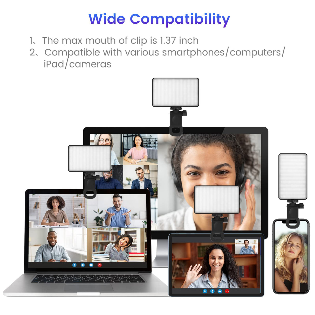 Lampa LED Video Conferinta si Vlog, Portabila, Baterie 3000mAh, 2500K-9000K, 120 LED-uri, CRI 95+