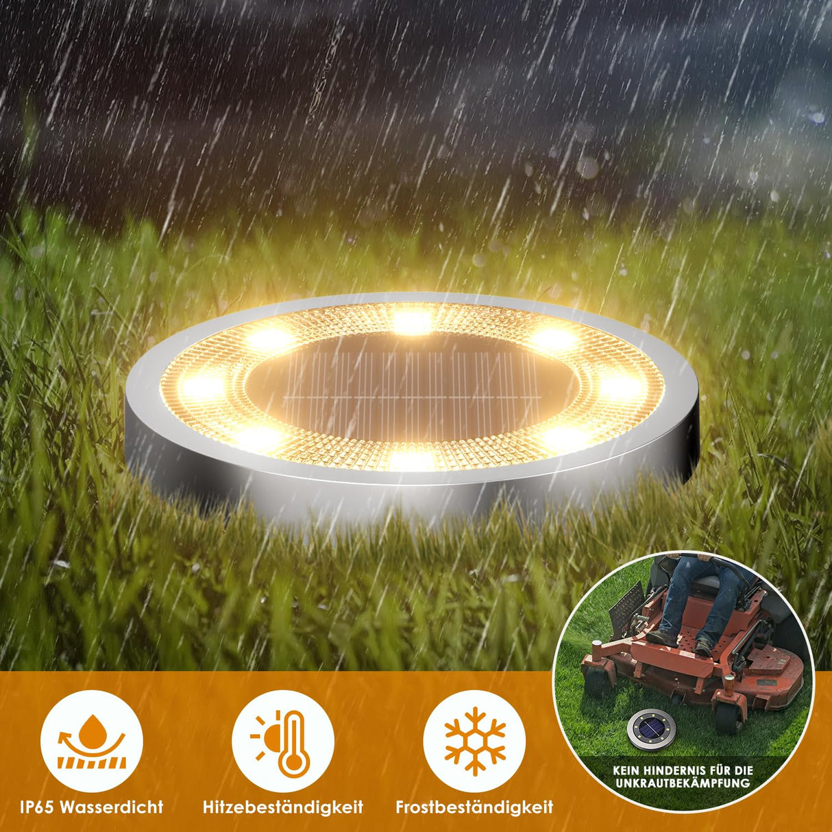 Set 8 Lampi Solare Tip Disc, 8 LED-uri SMD, Lumina Alb Neutru