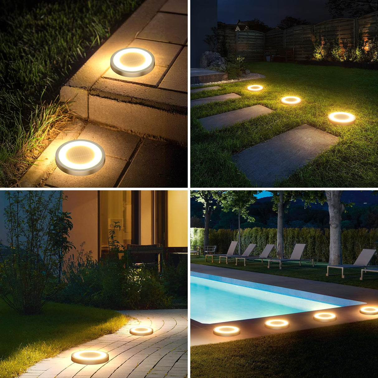 Set 8 Lampi Solare Tip Disc, 8 LED-uri SMD, Lumina Alb Neutru