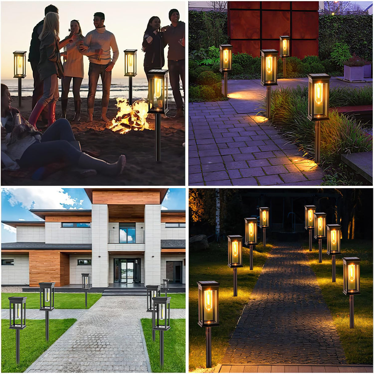 Set 2 Lampi Solare pentru Gradina, Design LED Filament, Inaltime Reglabila IP65, Alb Cald