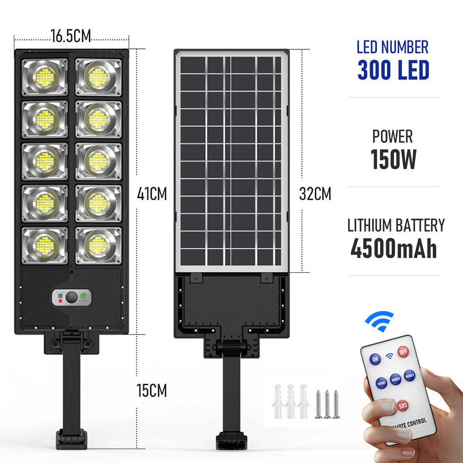 Lampa Solara Stradala LED 150W, Senzor Miscare, Telecomanda