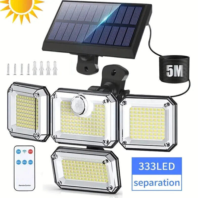 Lampa Solara Dubla 333 LED-uri, 3000 Lumeni, Senzor de Miscare si Panou Solar