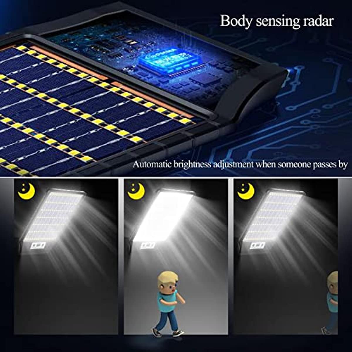 Lampa Stradala Solara 300W, Panou Bifacial, Incarcare Dubla, Senzor si Telecomanda