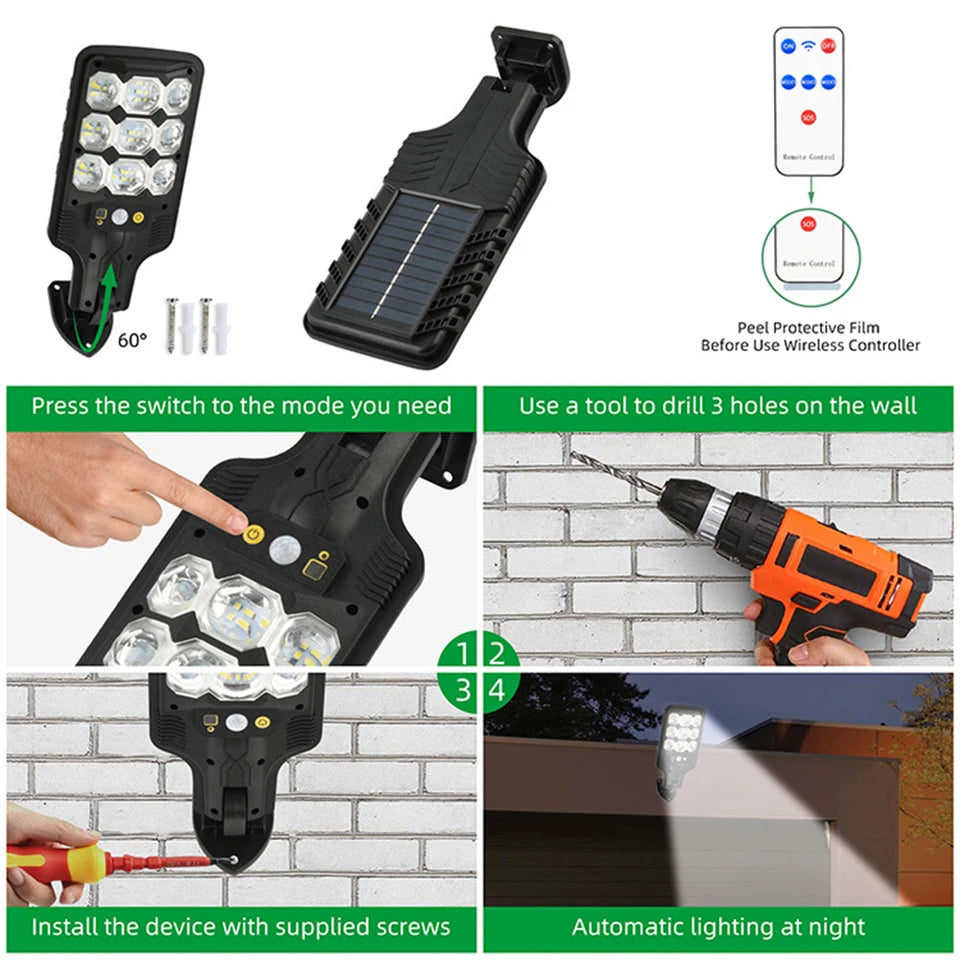 Lampa Stradala Solara cu Senzor de Miscare si Telecomanda