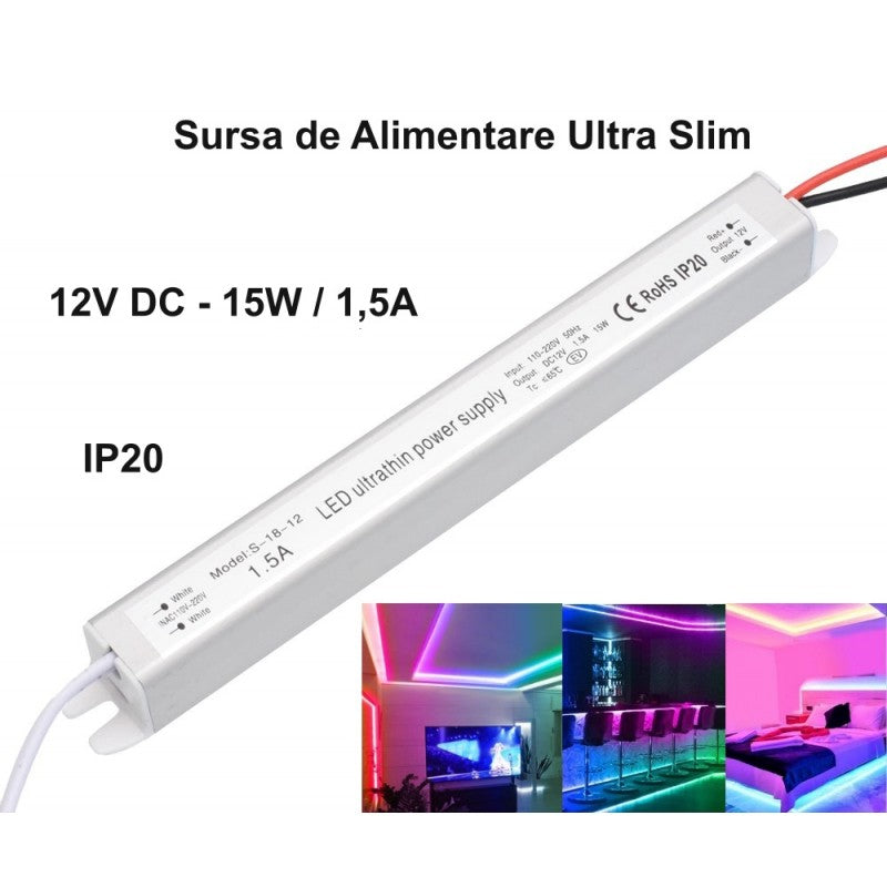 Sursa de Alimentare Ultra Slim 12V-15W / 1,5A