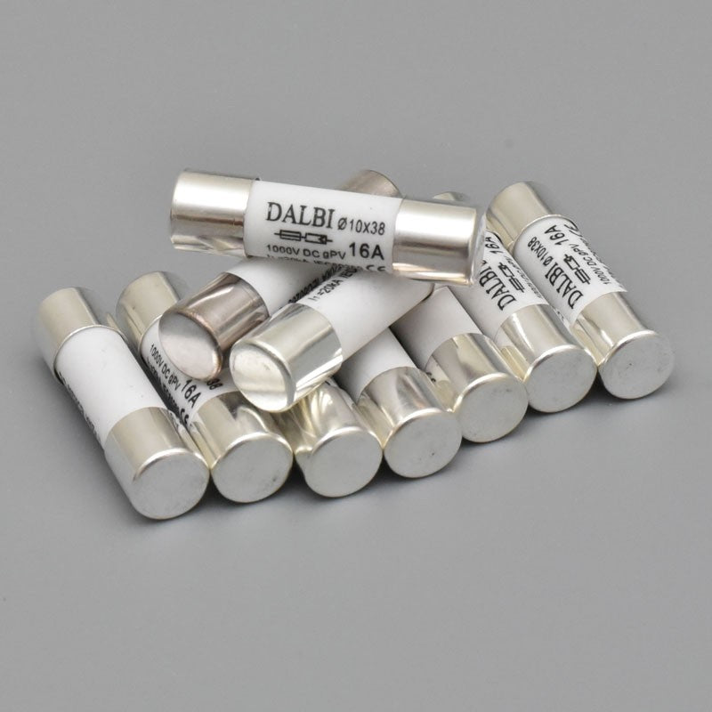 Set 10 Sigurante fuzibile pentru Panouri Fotovoltaice, 16A,1000V DC, 10x38mm