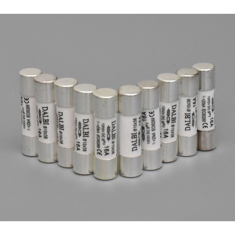 Set 10 Sigurante fuzibile pentru Panouri Fotovoltaice, 16A,1000V DC, 10x38mm
