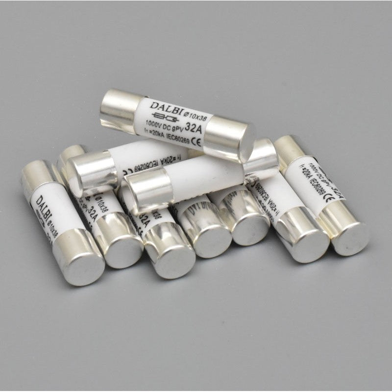 Set 10 Sigurante fuzibile pentru Panouri Fotovoltaice, 32A,1000V DC, 10x38mm