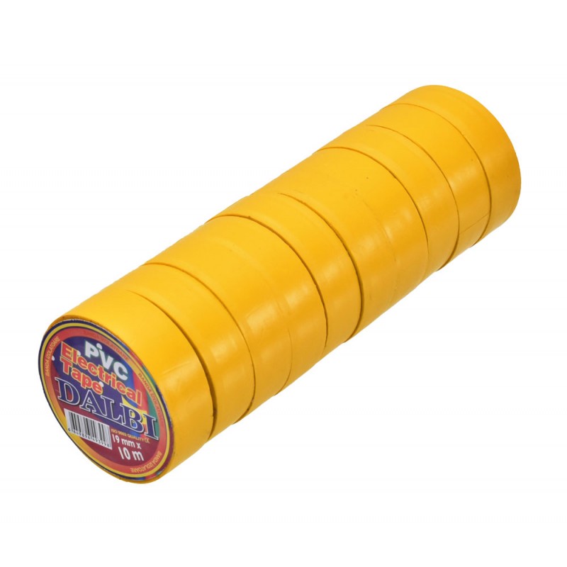 Set 10x Banda izolier Ignifuga, PVC, Latime 19mm, Lungime 10m per Rola, Galben