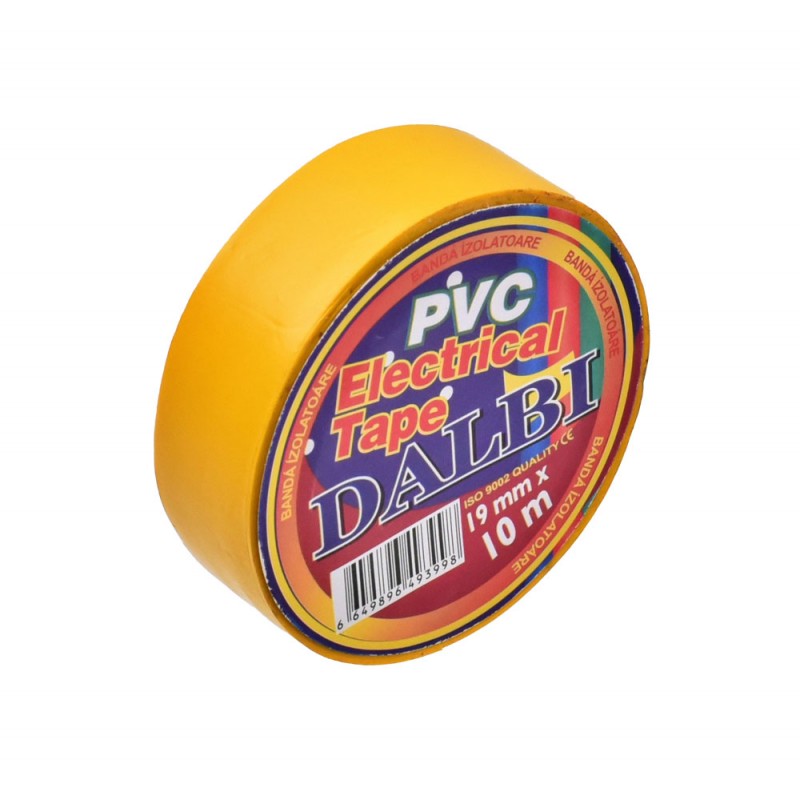 Set 10x Banda izolier Ignifuga, PVC, Latime 19mm, Lungime 10m per Rola, Galben