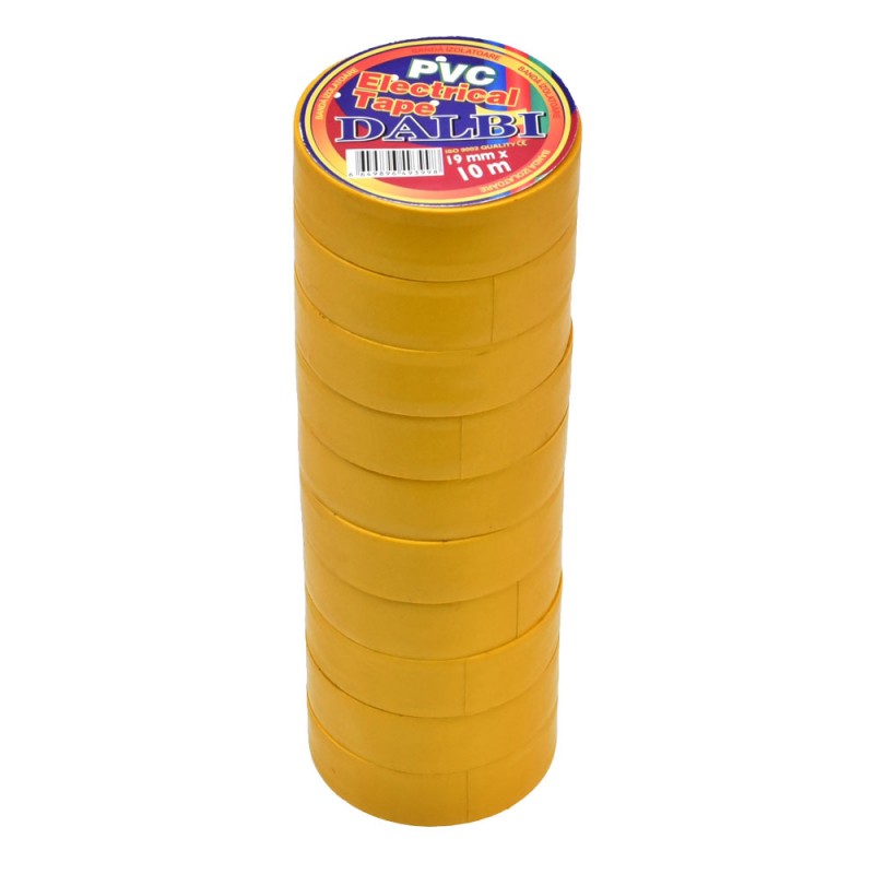 Set 10x Banda izolier Ignifuga, PVC, Latime 19mm, Lungime 10m per Rola, Galben