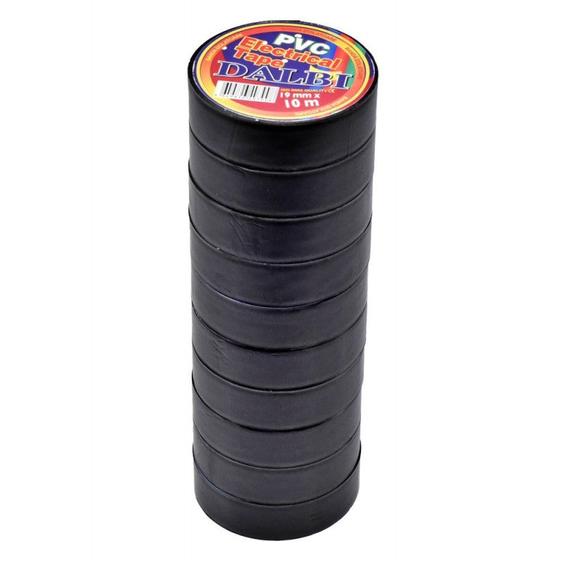 Set 10x Banda izolier Ignifuga, PVC, Latime 19mm, Lungime 10m per Rola, Negru