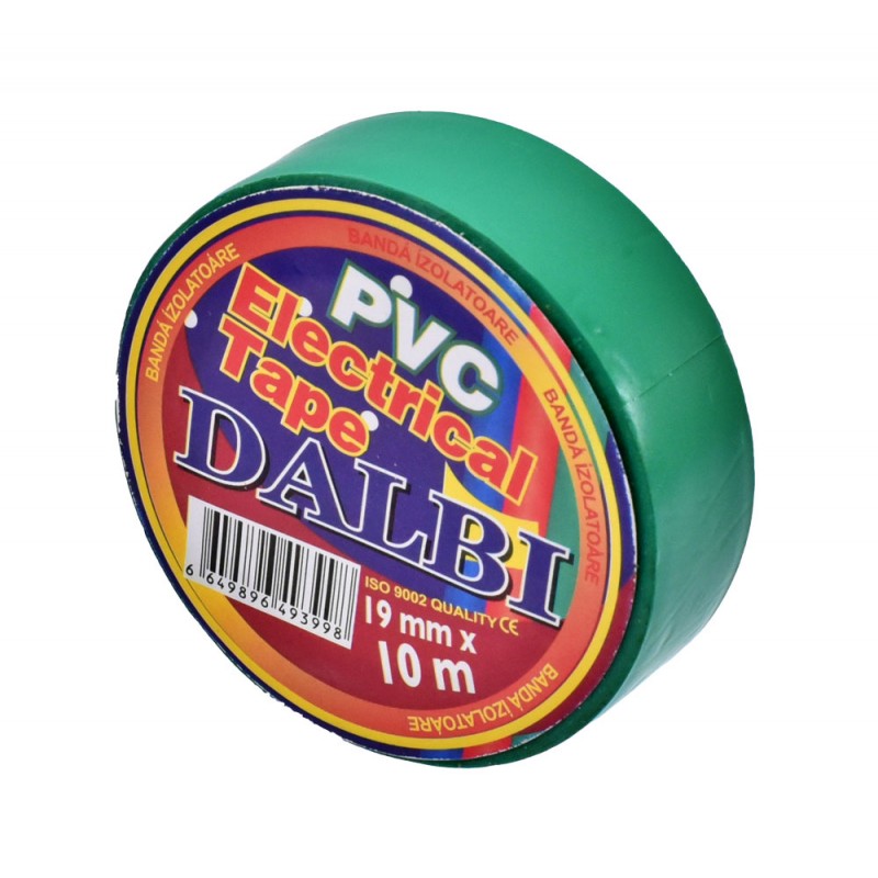 Set 10x Banda izolier Ignifuga, PVC, Latime 19mm, Lungime 10m per Rola, Verde