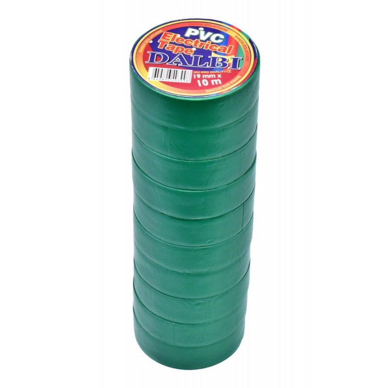 Set 10x Banda izolier Ignifuga, PVC, Latime 19mm, Lungime 10m per Rola, Verde