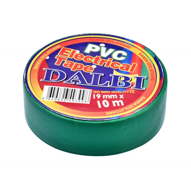 Set 10x Banda izolier Ignifuga, PVC, Latime 19mm, Lungime 10m per Rola, Verde