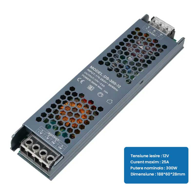 Sursa de Alimentare Premium, 12V, 25A, Putere 300W, ElectroAZ