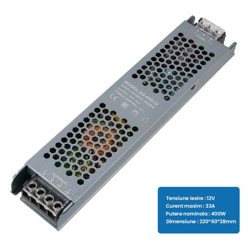 Sursa de Alimentare Premium, 12V, 33.3A, Putere 400W, ElectroAZ