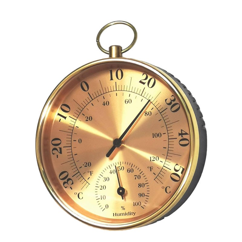 Termometru Rotund cu Higrometru, Auriu