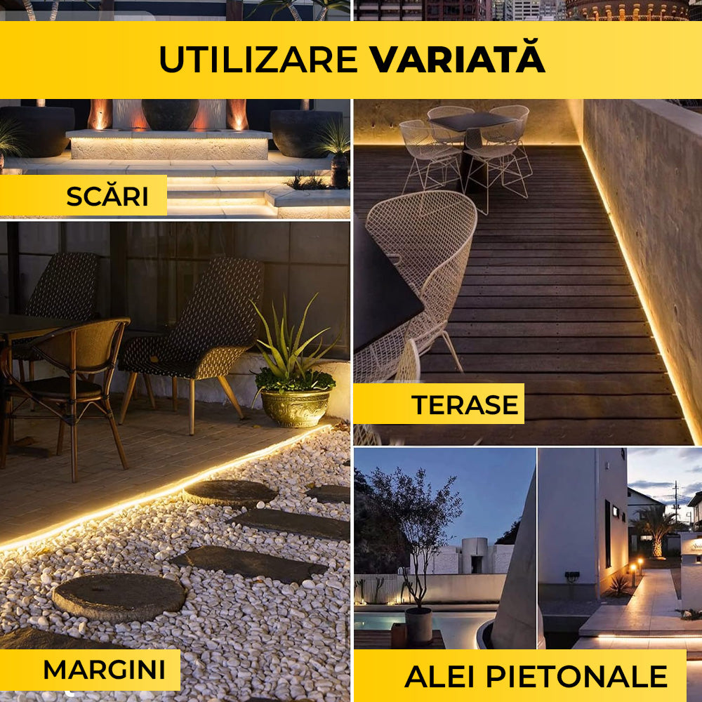 Kit Banda LED Multicolora, RGB, 10 Metri, Panou Solar Monocristalin, 100W, IP65, ClassLights