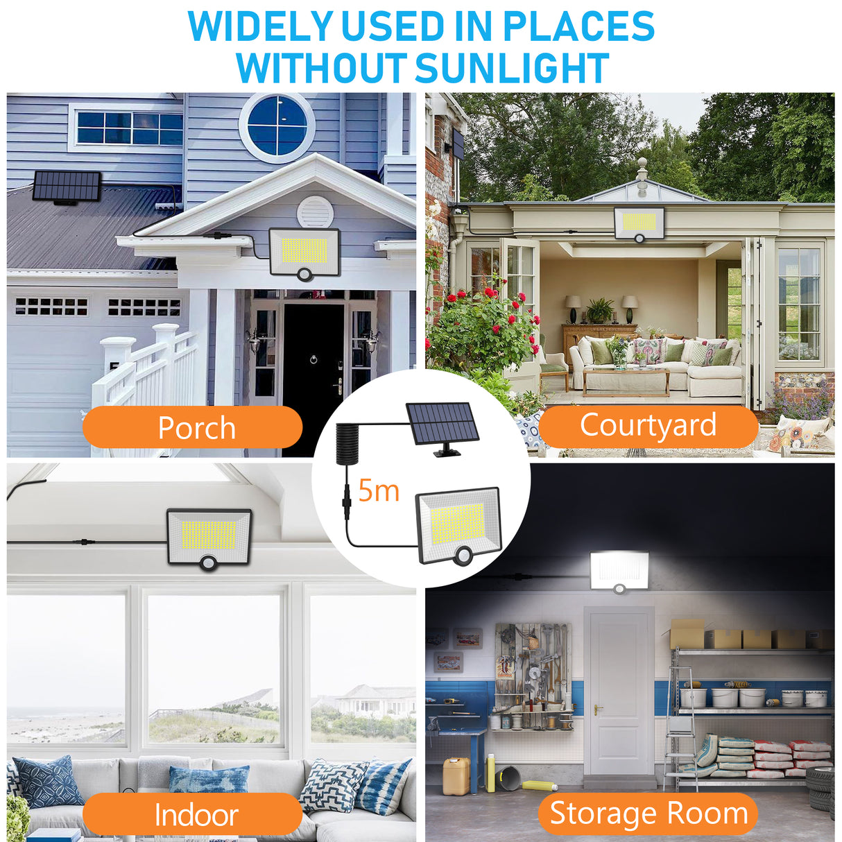 Proiector LED Solar 40W cu Senzor de Miscare si IP65 ClassLights, 204 Led-uri