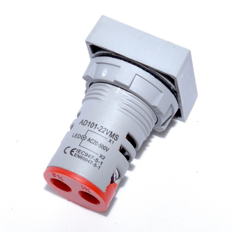 Voltmetru Digital, LED, Panou Patrat, 22mm, Prindere cu surub, Rosu