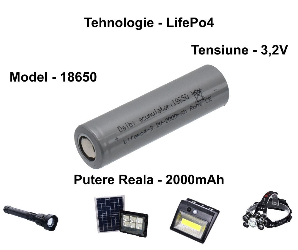 Acumulator LifePo4 - 18650 / 3,2V-2000mAh
