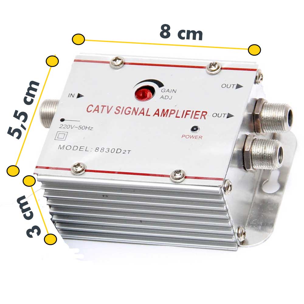 Amplificator de semnal TV cu 2 iesiri 20 dB