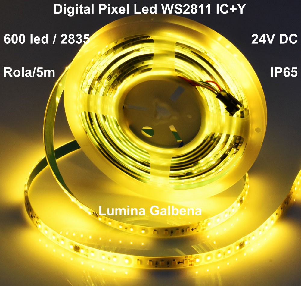 Banda Led 24V Galben, Digital WS2811 IC+Y, 120led/m - IP65