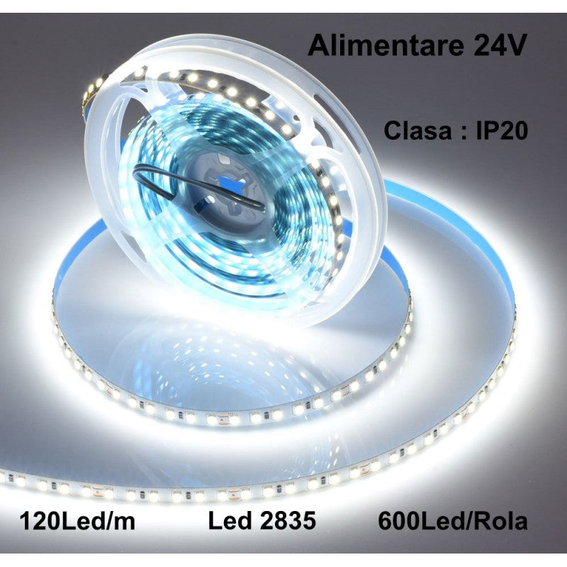 Banda Led 24V, 600 Led-uri, Alb-Rece
