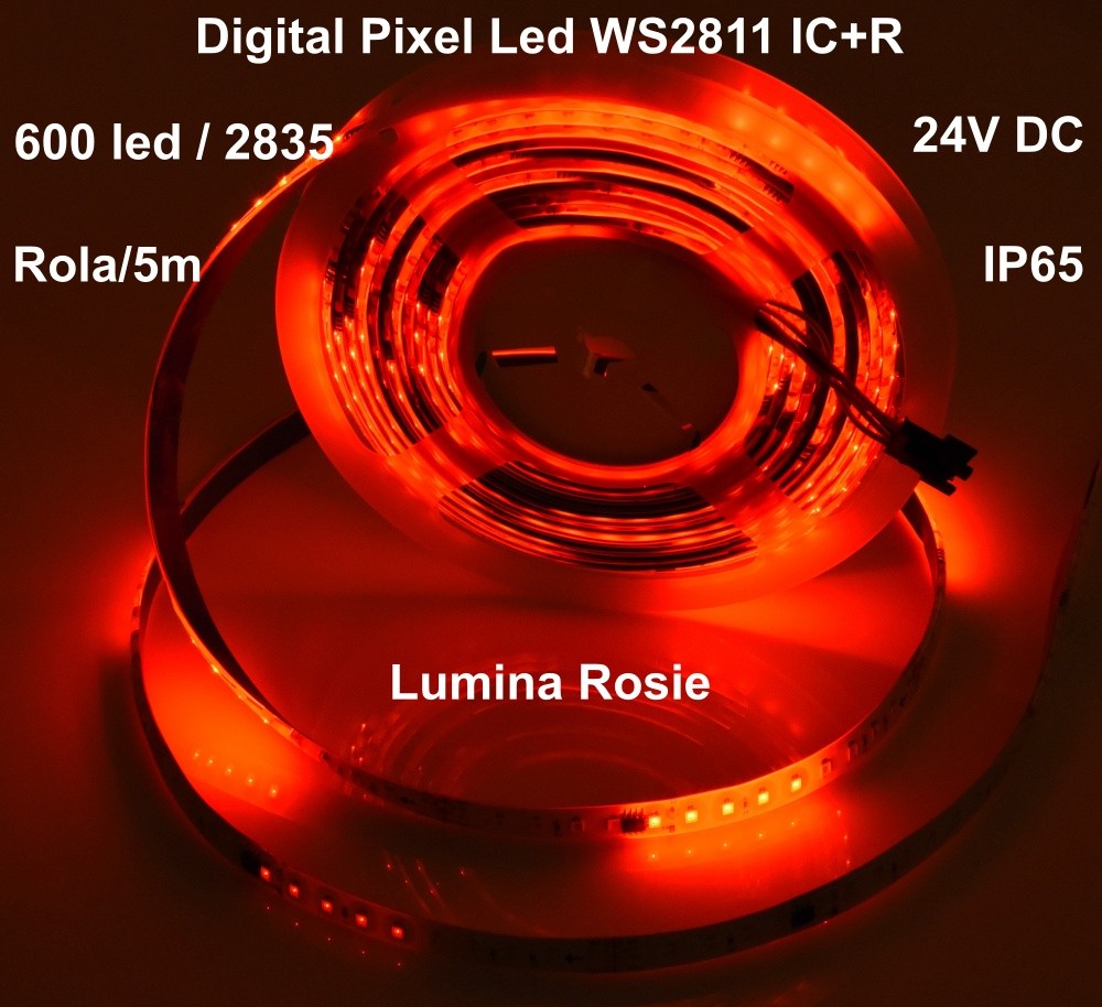 Banda Led 24V Rosu, Digital WS2811 IC+R, 120led/m - IP65