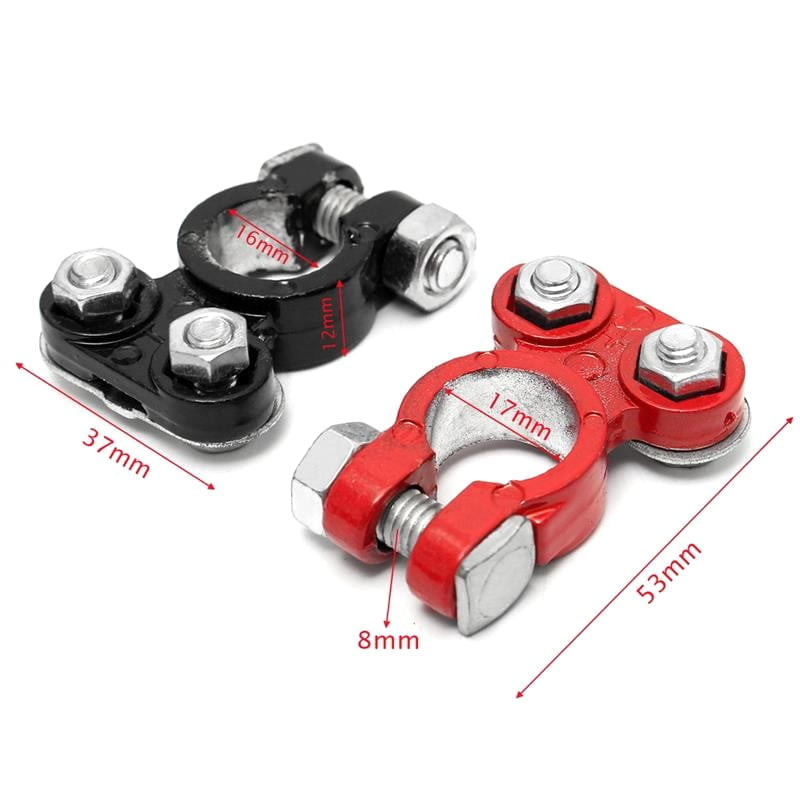 Borne Pentru Baterie Auto Rosu/Negru, Aluminiu Dur Eloxat
